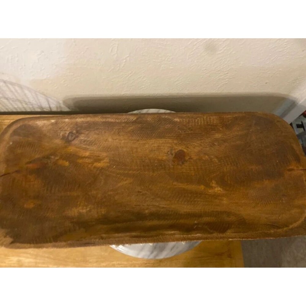 Vintage Rustic Hand-Carved Wooden Dough Bowl Centerpiece